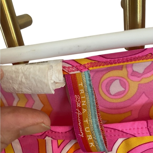 Trina Turk Morning Sunrise pink 70s inspired print Swim Cover Tunic Kaftan dress - Picture 11 of 14